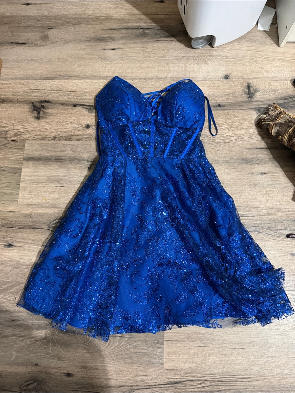Blondie Nites Royal Blue Sequin Lace Party Dress - Picture 1 of 1
